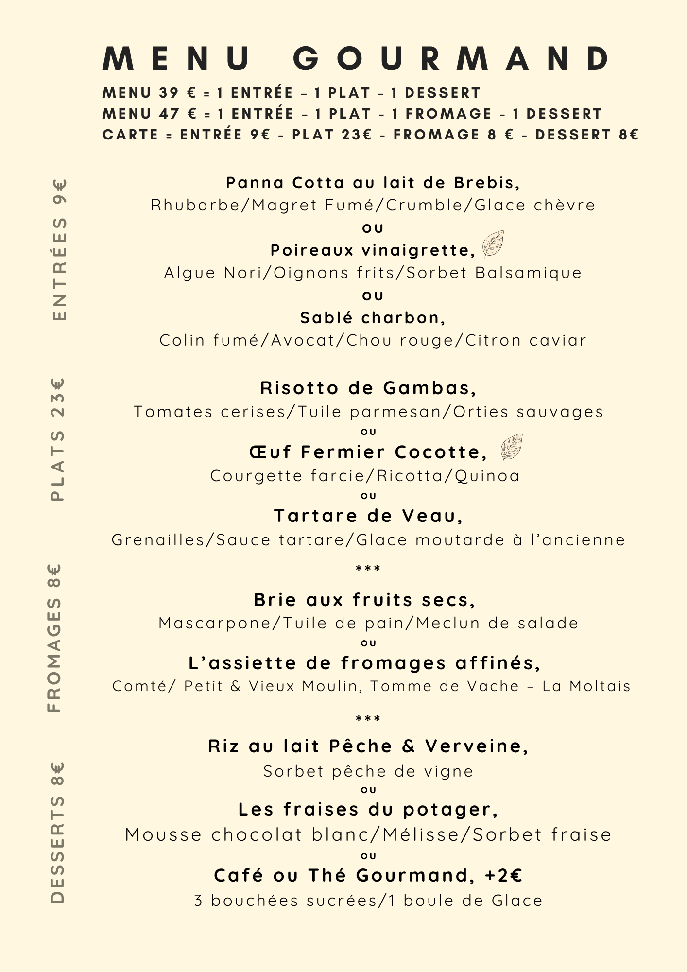 Menu Gourmand été 2025