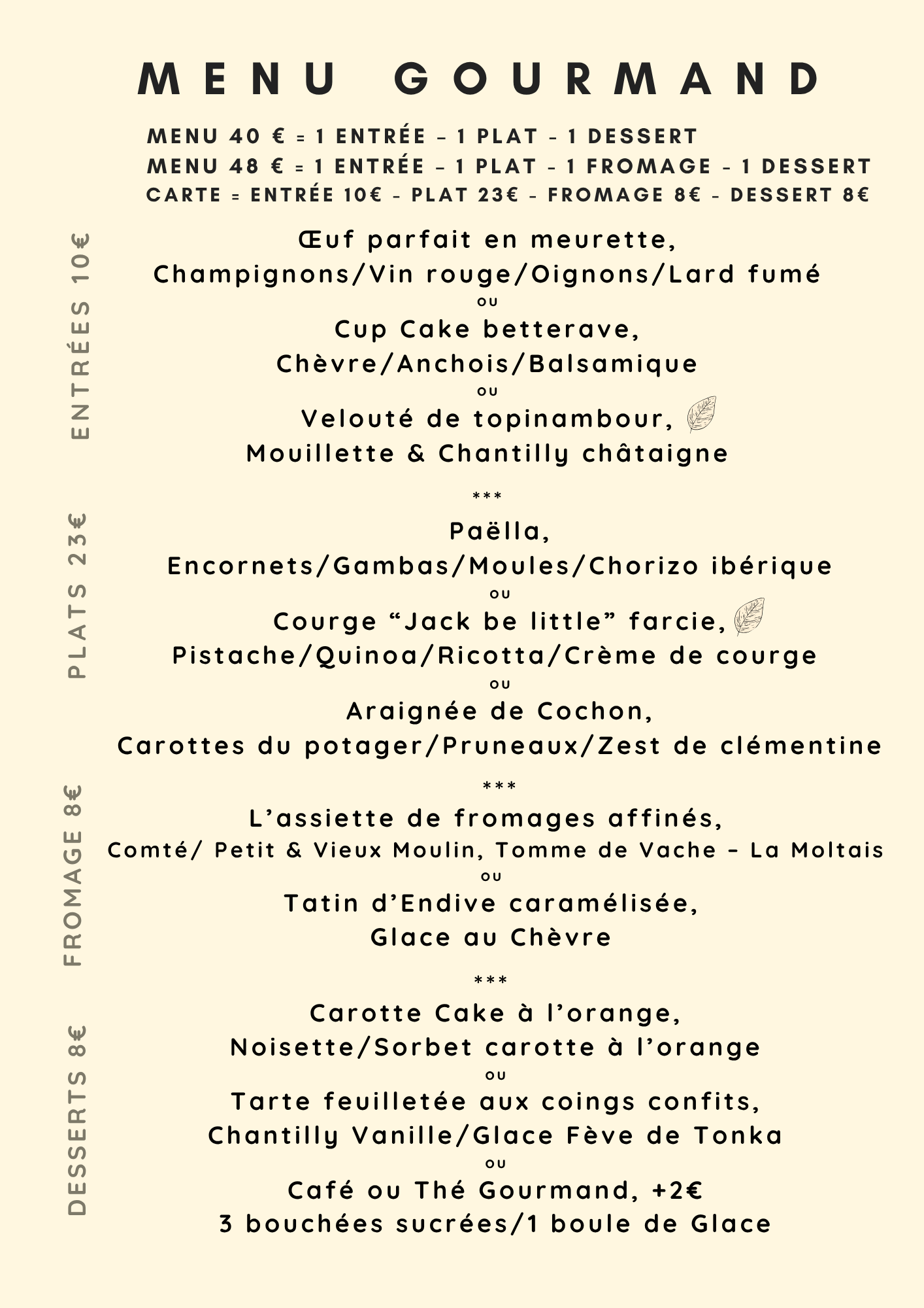 Menu Gourmand Automne 2025