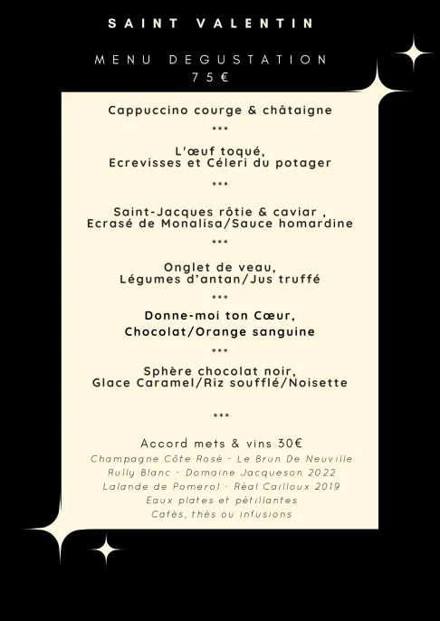 Pop up Menu Saint Valentin 2024 Fond Noir 1
