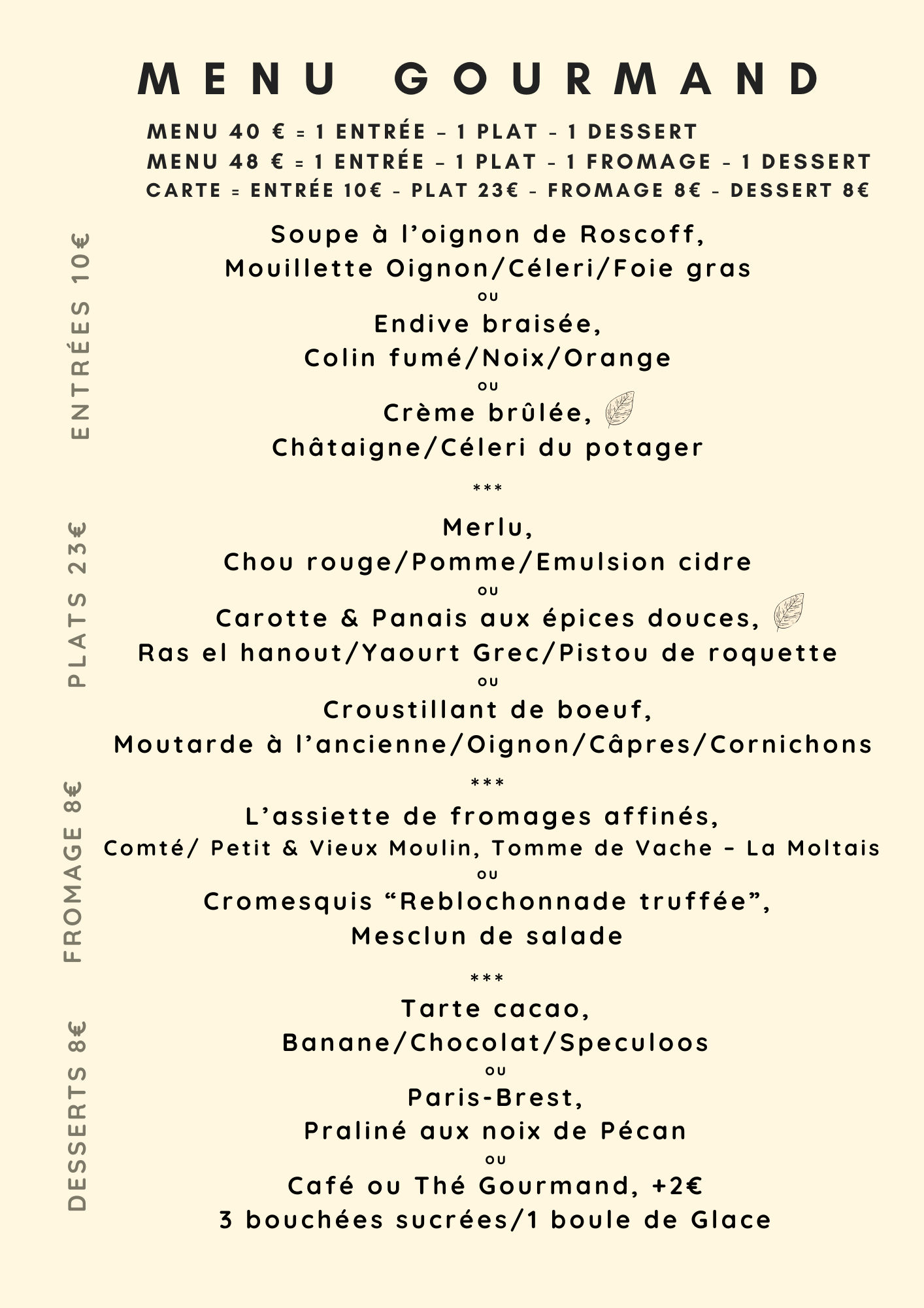Menu Gourmand Février