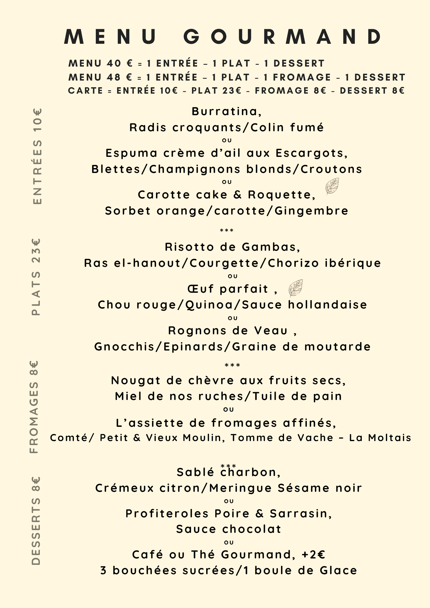 Menu Gourmand Printemps 2