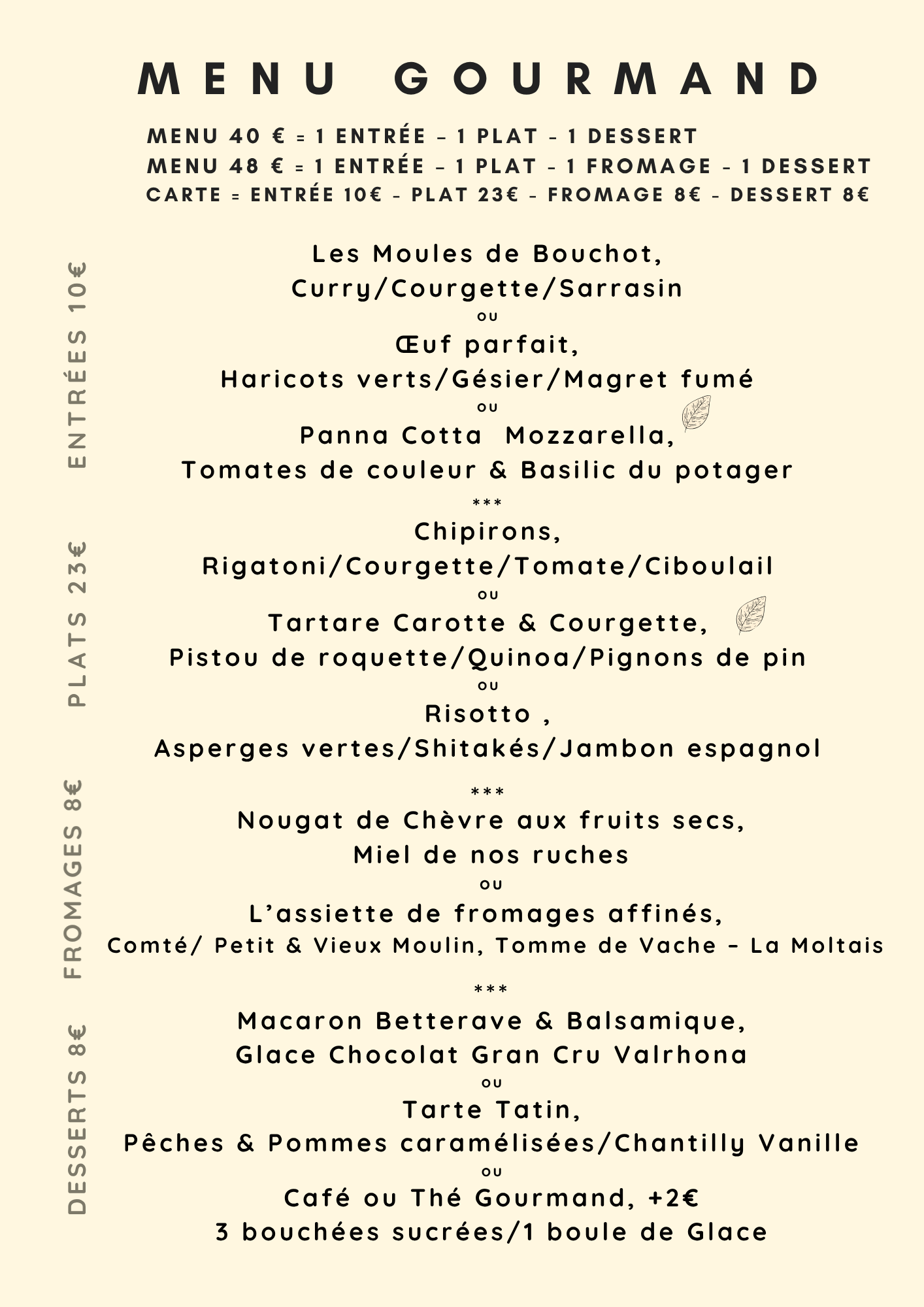 Menu Gourmand été