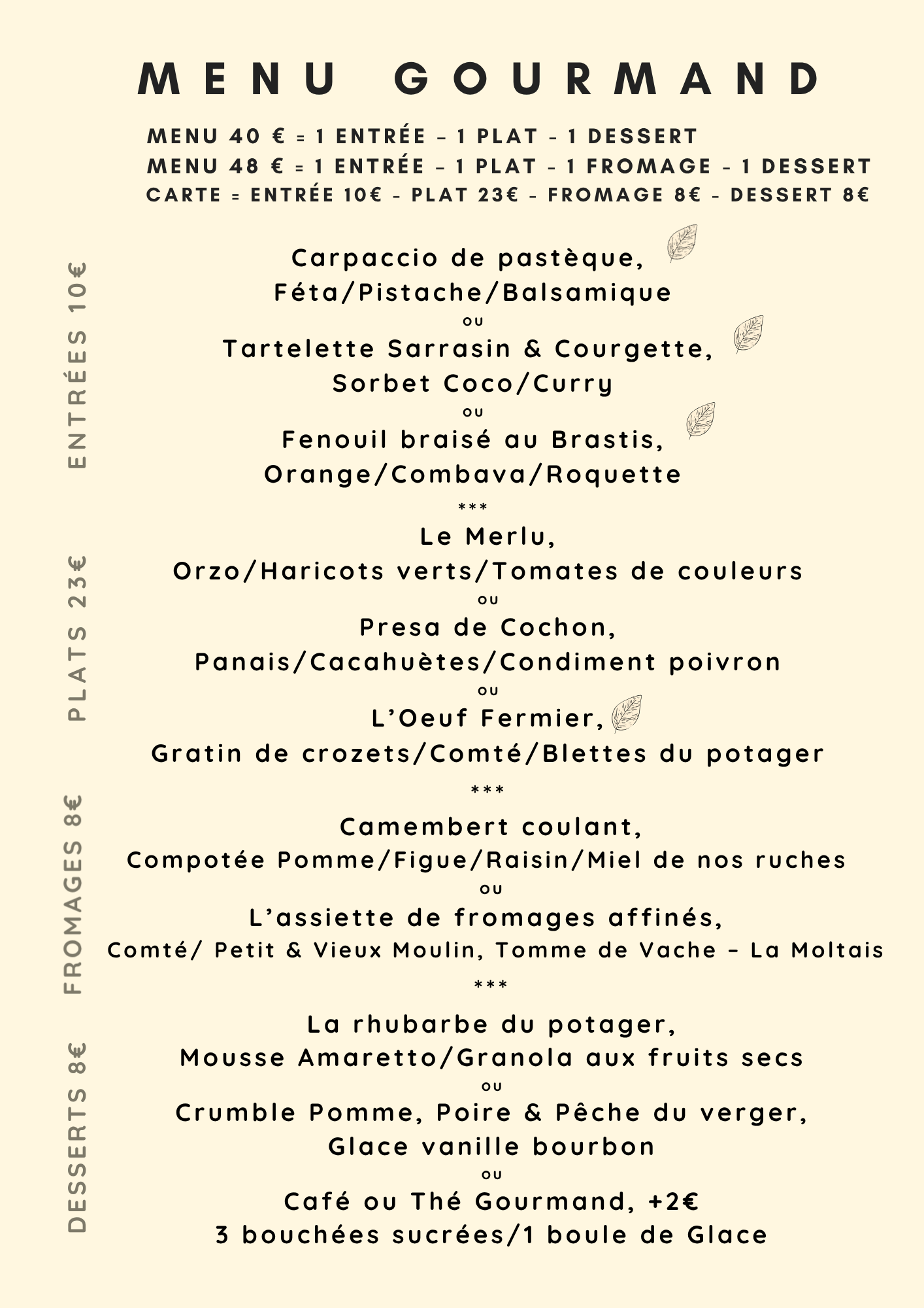 Menu Gourmand septembre