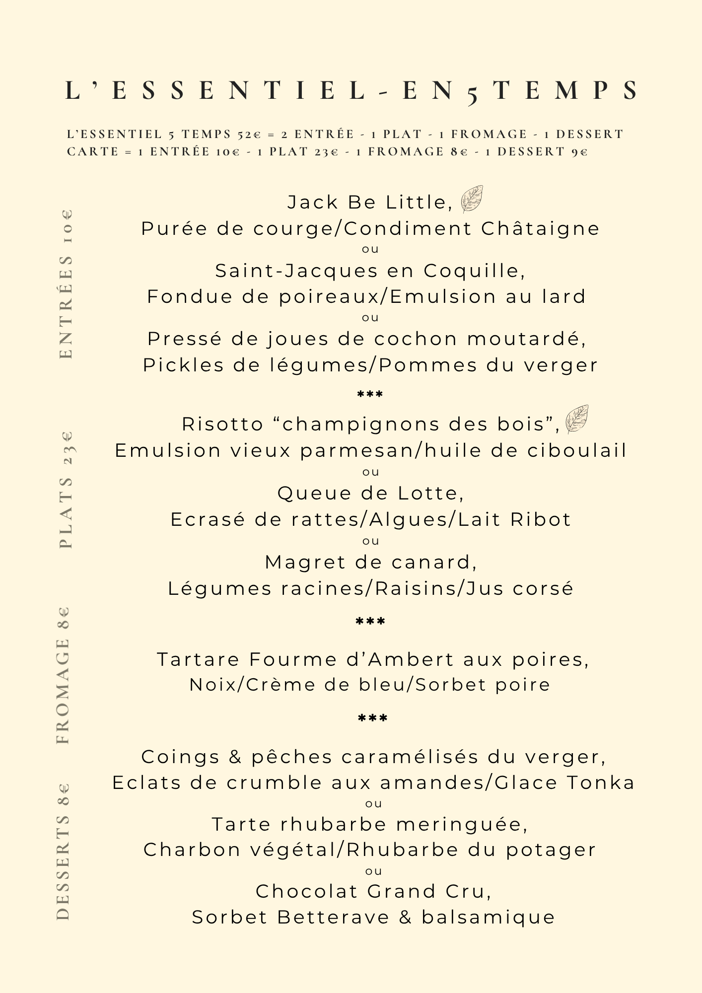 MENU ESSENTIEL